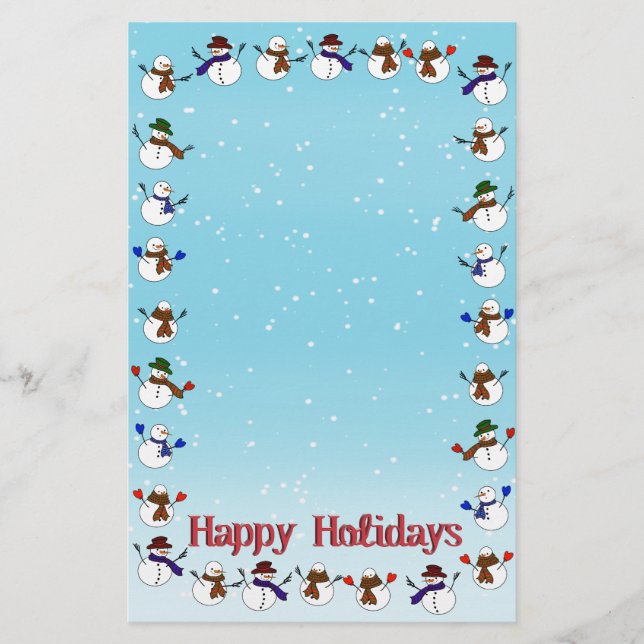 Papelería Muchos Navidades Personalizados Snowmen (Anverso)