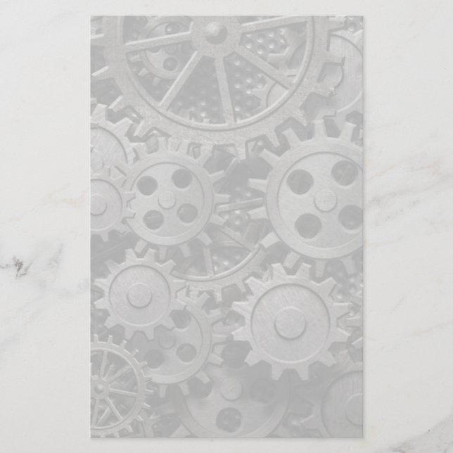 Papelería Muchos viejos engranajes o piezas metalizado (Anverso)