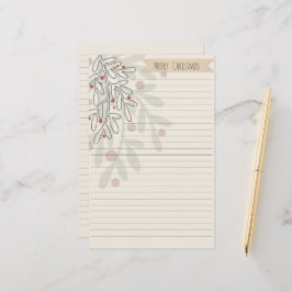 Papelería Muérdago floral dibujado a mano Feliz Navidad