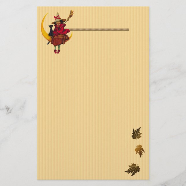 Papelería Mujer bruja y gato negro (Anverso)