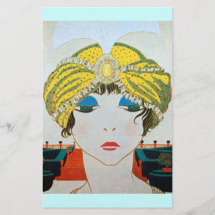 Papelería MUJER CON TURBANTE ORIENTAL AMARILLO / Belleza Mod