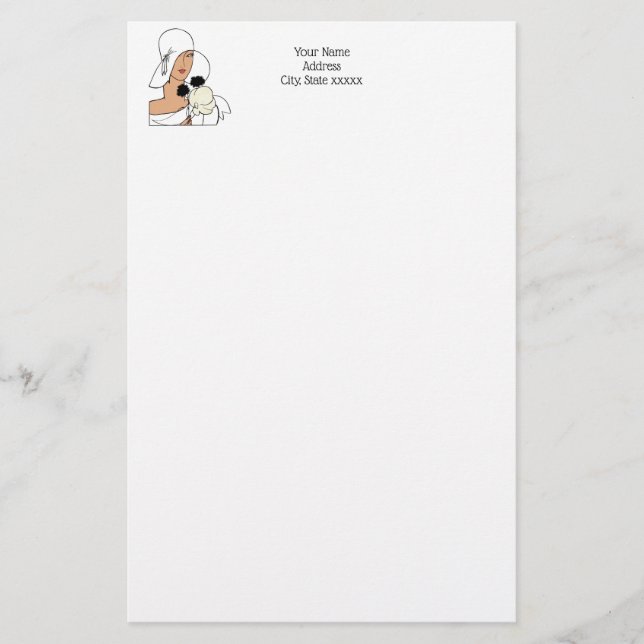 Papelería Mujer de estilo Art Déco con flores de época con G (Anverso)