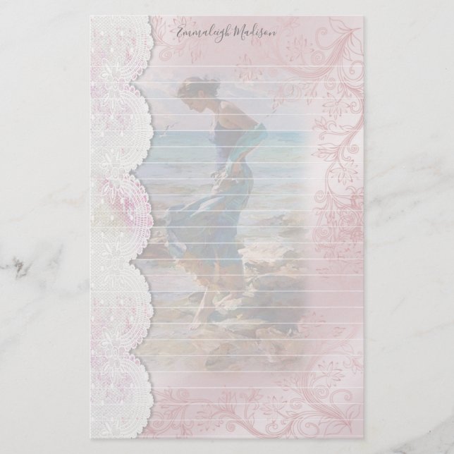 Papelería Mujer en Beach Faux Lace (Anverso)