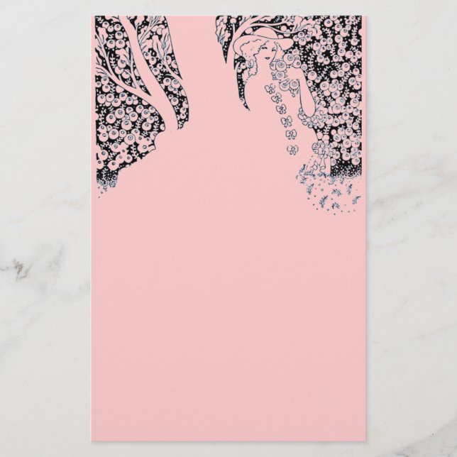 Papelería MUJER ROMÁNTICA, ROSAS Y NATURALEZA Rosa Negro (Anverso)