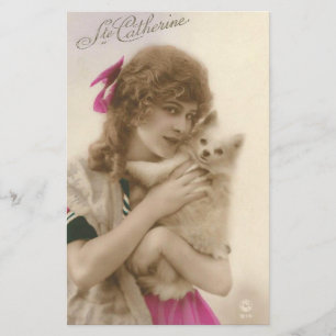 Papelería Mujer y perro antiguos del Victorian de la foto