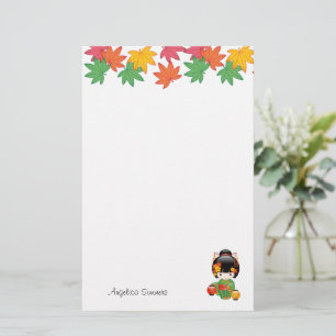 Papelería Muñeca Kokeshi Otoño - Geisha con Kimono Verde