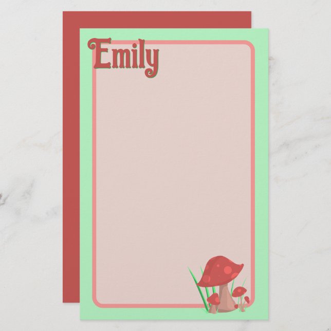 Papelería Mushie Garden personalizado (Anverso / Reverso)