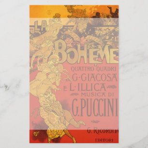 Papelería Música Art Nouveau vintage, Ópera La Boheme, 1896