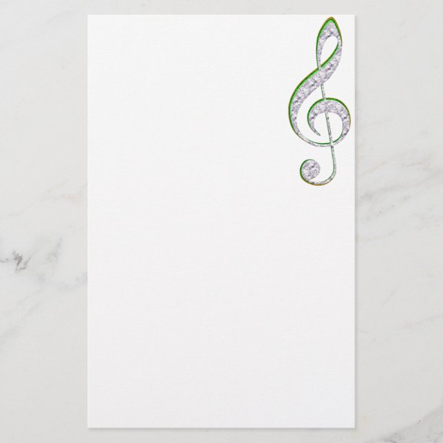 Papelería MÚSICA Esmeralda y Diamond Treble Clef (Anverso)