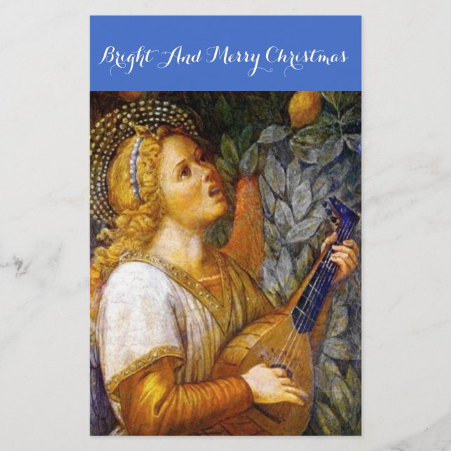 PAPELERÍA MÚSICA HACIENDO NAVIDADES ANGEL EN AZUL AMARILLO D (Anverso)