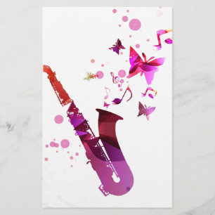 Papelería Música linda de saxofón y mariposas