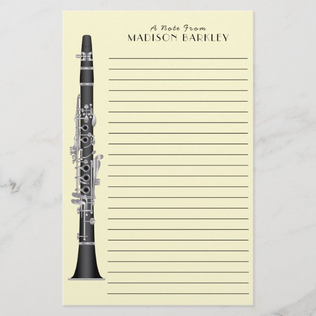 Papelería Músico Clarinet Music Teacher Band (Anverso)