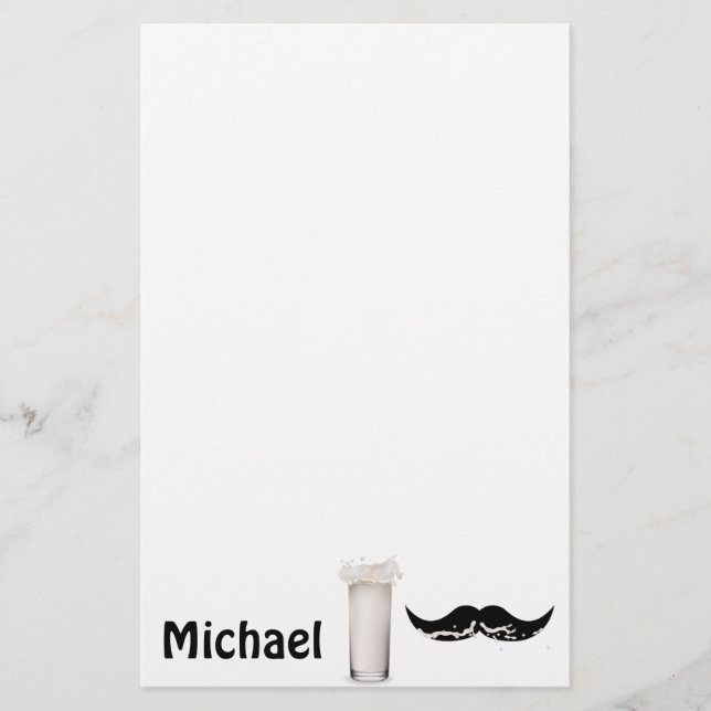 Papelería Mustache de leche personalizado (Anverso)