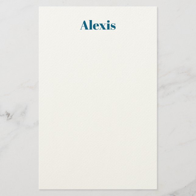 Papelería Name Calligraphy Script Plain Simple White Blue (Anverso)