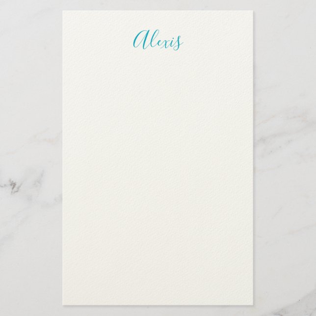 Papelería Name Calligraphy Script Plain Simple White Blue (Anverso)