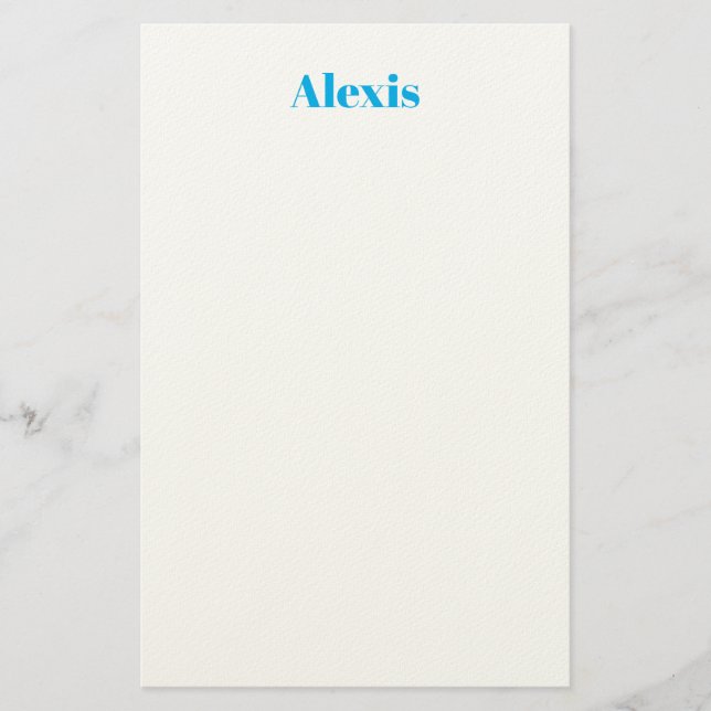 Papelería Name Calligraphy Script Plain Simple White Blue (Anverso)