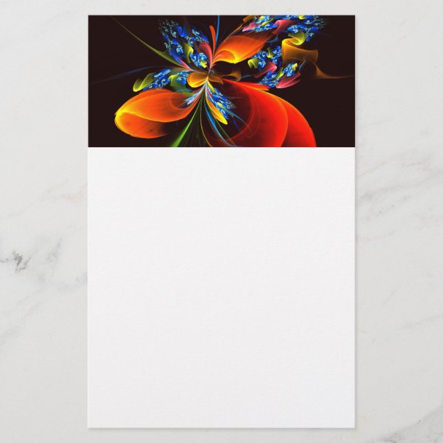 Papelería Naranja azul Floral Moderno Resumen Patrón de arte (Anverso)