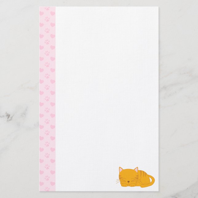 Papelería Naranja durmiente Tabby Cat (Anverso)