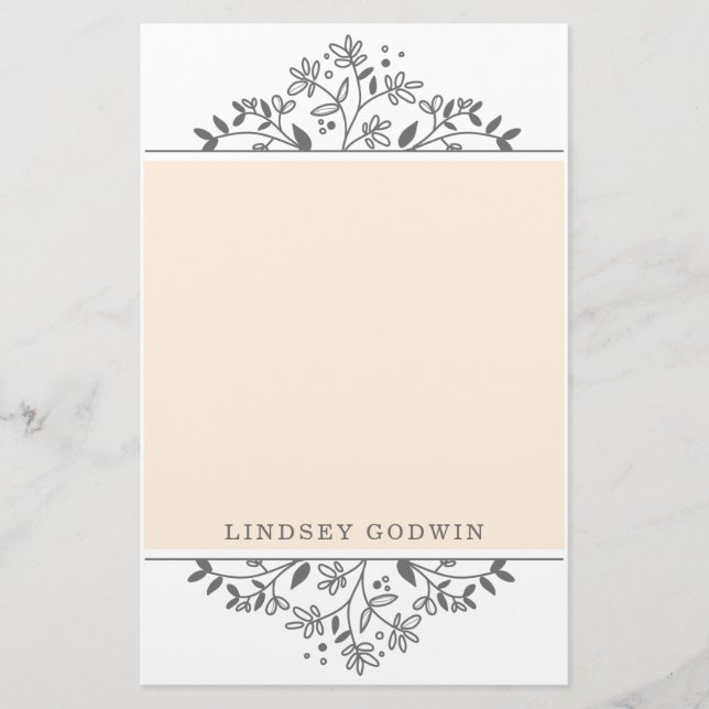 Papelería Naranja floral simple dibujado (Anverso)