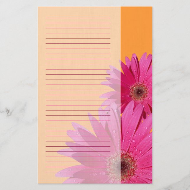 Papelería Naranja Gerbera Daisy Stationery (Anverso)