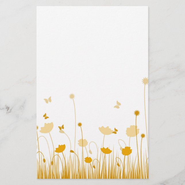 Papelería Naranja minimalista y pasteles blancos pradera flo (Anverso)