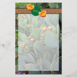 Papelería Naranja Monograma Personalizado Pear Cactus 2