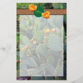 Papelería Naranja Monograma Personalizado Pear Cactus 2