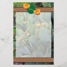 Papelería Naranja Monograma Personalizado Pear Cactus 2