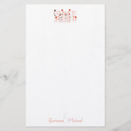 Papelería Naranja Red Simple Floral Dot Personalizado