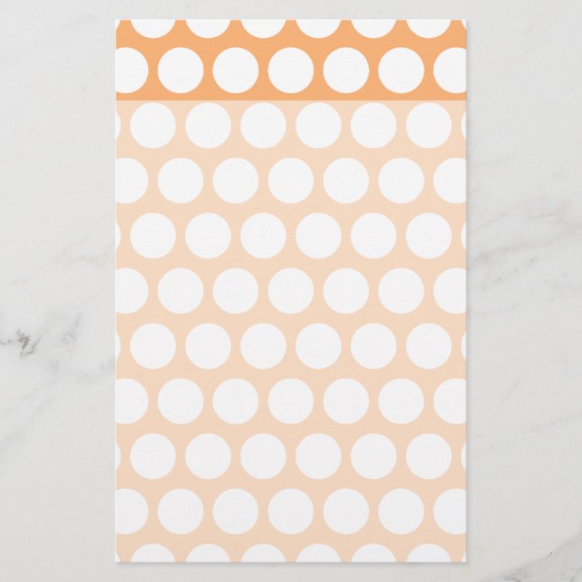 Papelería Naranja Sherbet y puntos de Polka Blanco (Anverso)