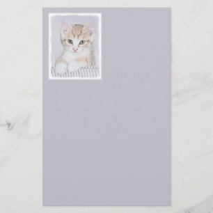 Papelería Naranja Tabby Kitten Pintura - Arte Gato Original
