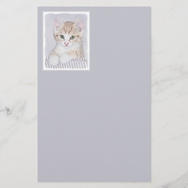 Papelería Naranja Tabby Kitten Pintura - Arte Gato Original (Anverso)