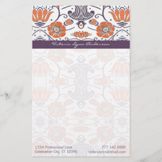 Papelería Naranja vintage y Stationery Morple Swirly Floral