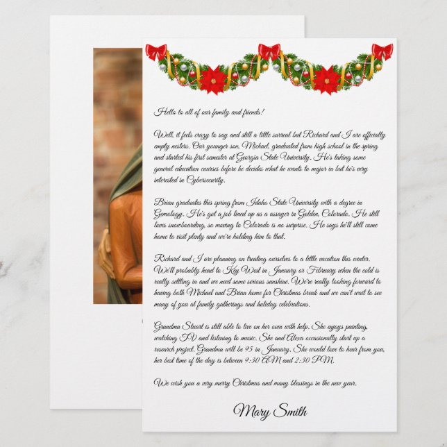Papelería Natividad Navidades familiares boletín personaliza (Anverso / Reverso)