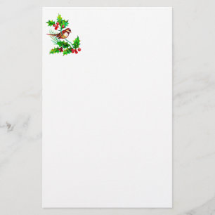 Papelería Navidad acebo y efectos de escritorio del pájaro