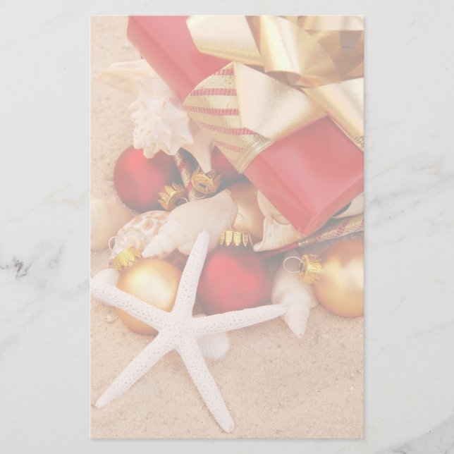 Papelería Navidad en los efectos de escritorio de la playa (Anverso)