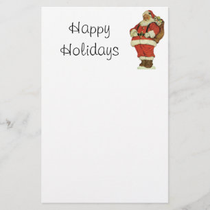 Papelería Navidad vintage, Santa Claus victoriano con juguet