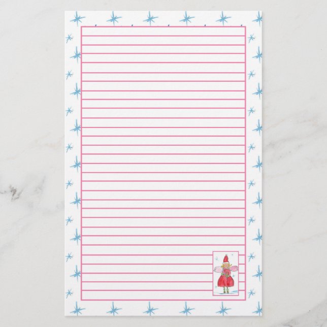 Papelería Navidades de acuarela Angel Pink Lined (Anverso)