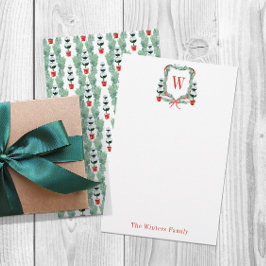 Papelería Navidades de acuarela Escudo de monograma topiario