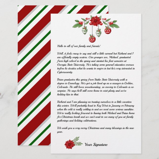 Papelería Navidades de bandas de caramelos Boletín de la fam (Anverso / Reverso)