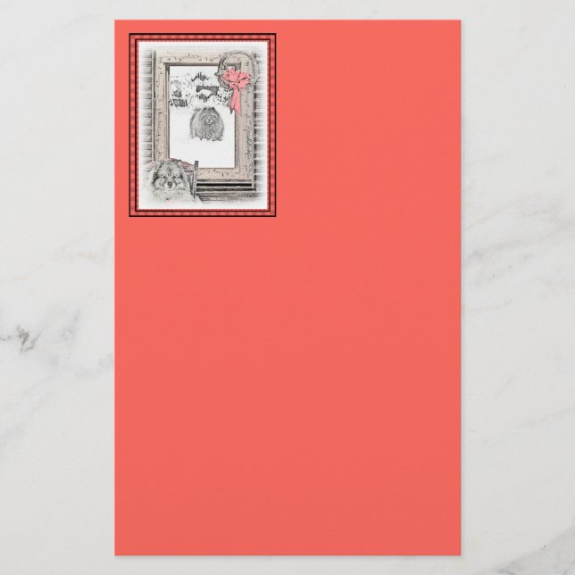 Papelería Navidades de Keeshond Ventana de Invierno Pintura  (Anverso)