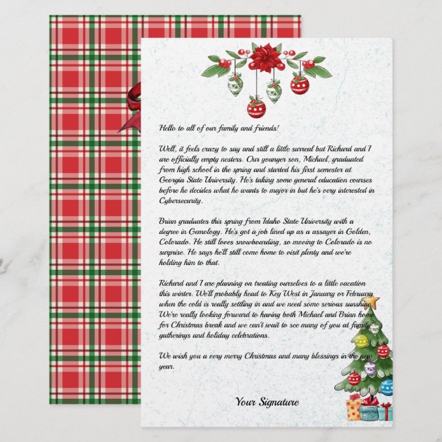 Papelería Navidades de país Boletín de familia Añadir texto (Anverso / Reverso)
