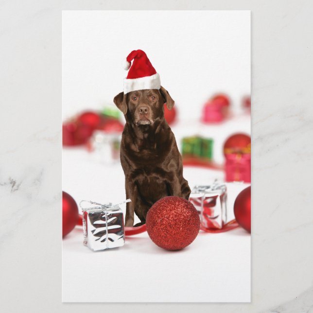 Papelería Navidades de perro de Labrador marrón con regalos  (Anverso)