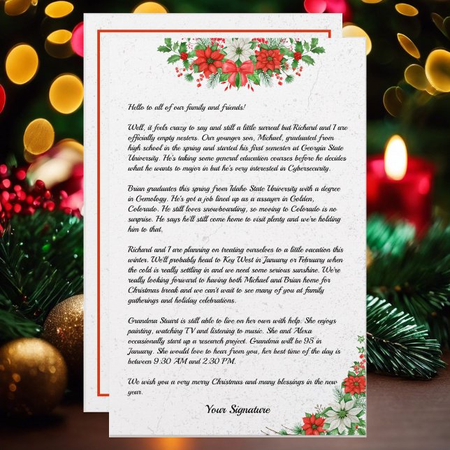 Papelería Navidades de Poinsettia Boletín familiar Tu texto  (Subido por el creador)