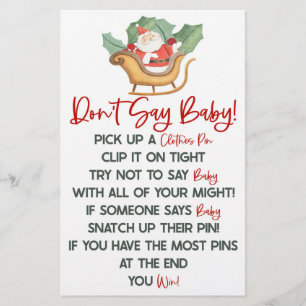 Papelería Navidades de Santa Claus no dicen juego de Baby Sh
