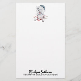 Papelería Navidades Husky Dog en Santa Hat