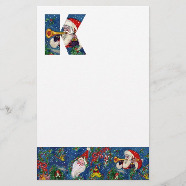 PAPELERÍA NAVIDADES K LETTER / SANTA CLAUS BUGLER MONOGRAM (Anverso)