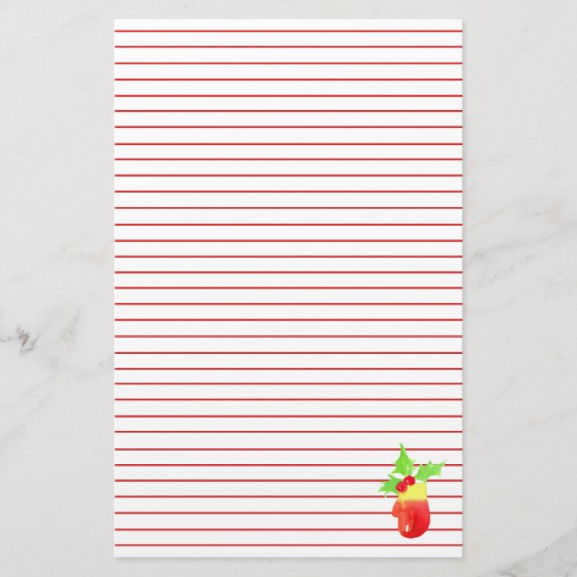 Papelería Navidades Mitten Holly Red Lining (Anverso)