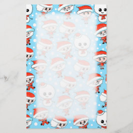 Papelería Navidades Patran Santa y Snowman en azul.