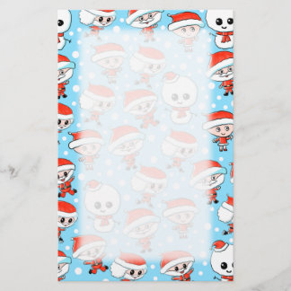 Papelería Navidades Patran Santa y Snowman en azul.